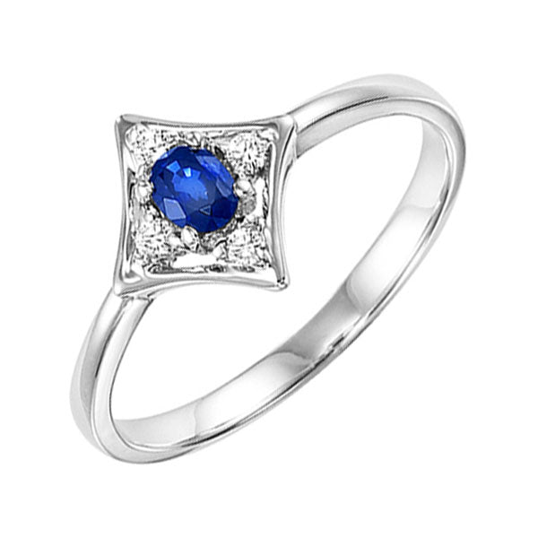14Kt White Gold Diamond 1/20Ctw & Sapphire 1/7Ctw Ring