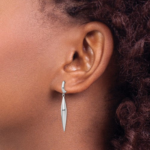 14K White Gold Polished Dangle Post Earrings