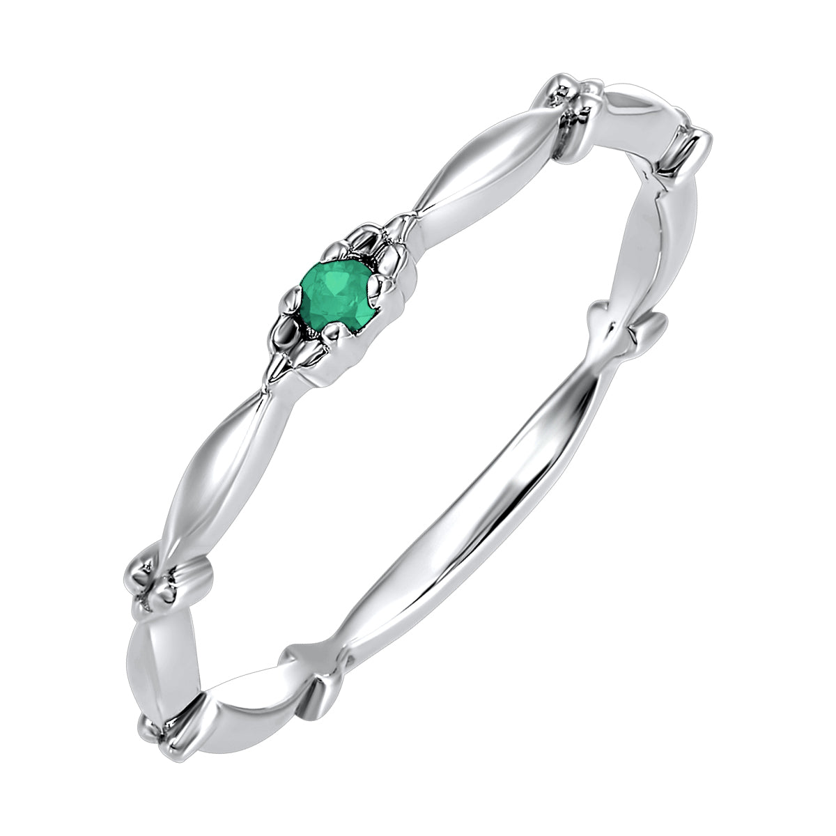 10Kt White Gold Emerald 1/20Ctw Ring