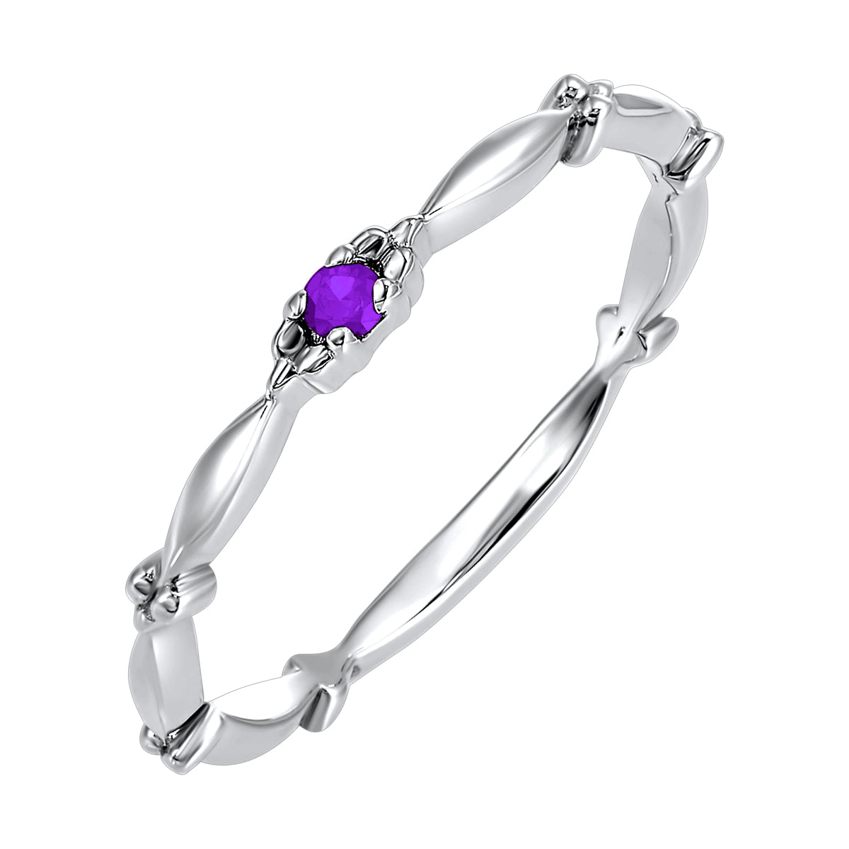 10Kt White Gold Amethyst 1/20Ctw Ring
