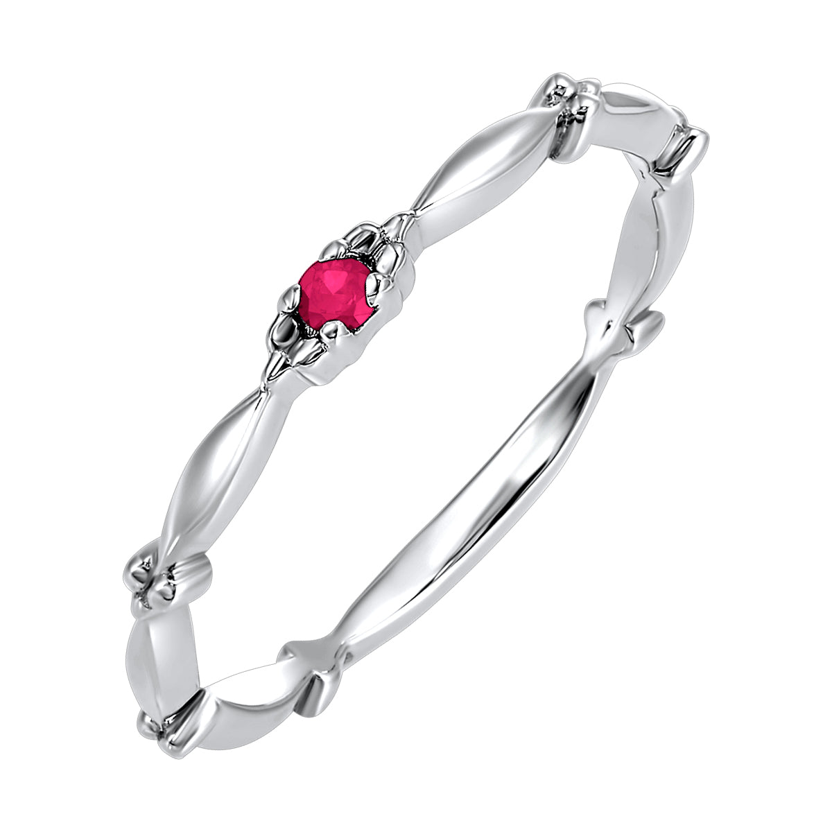 10Kt White Gold Ruby 1/20Ctw Ring