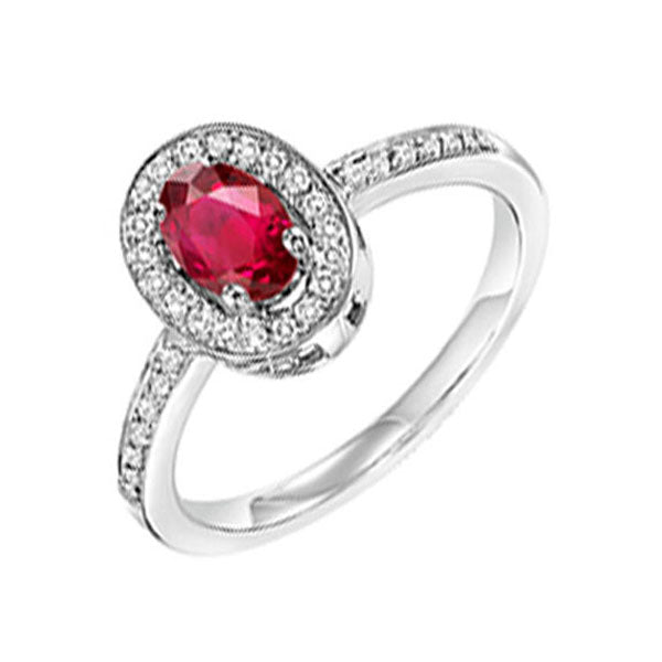 14Kt White Gold Diamond 1/5Ctw & Ruby 5/8Ctw Ring