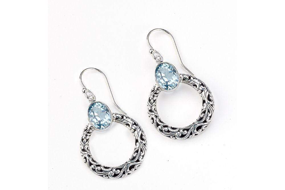 Sacred Circle Earrings- Blue Topaz