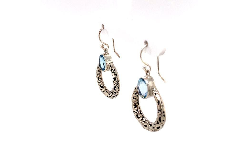 Sacred Circle Earrings- Blue Topaz