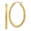 14K Foreverlite Polished & Textured Oval Hoop Earrings