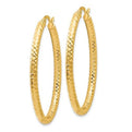 14K Foreverlite Polished & Textured Oval Hoop Earrings