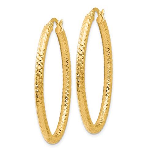14K Foreverlite Polished & Textured Oval Hoop Earrings