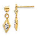 14K Two-Tone Gold Polished Dangle Post Earrings