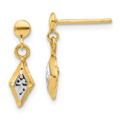 14K Two-Tone Gold Polished Dangle Post Earrings