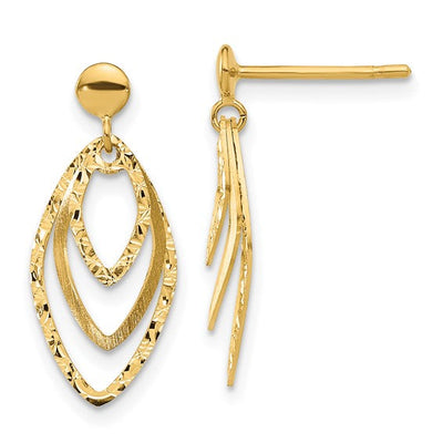 14K Polished/Satin Post Dangle Earrings