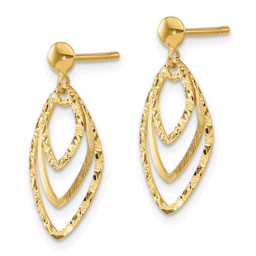 14K Polished/Satin Post Dangle Earrings