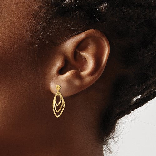 14K Polished/Satin Post Dangle Earrings