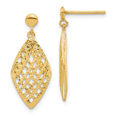 14K Polished & Diamond-Cut Dangle Post Earrings