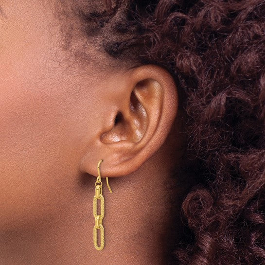 14K Polished & Diamond-Cut LinK Dangle Earrings