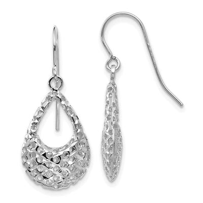 10K Textured Shepherd HooK Dangle Earrings