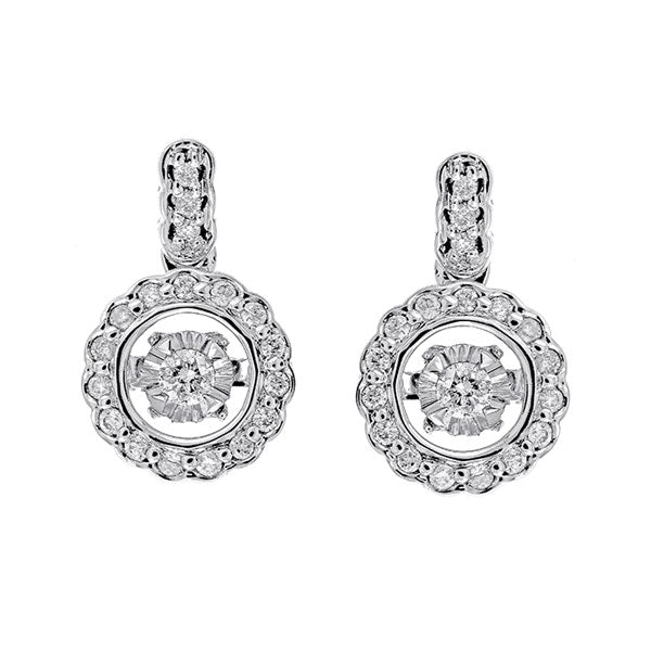 Gold Silver White Diamond 1/7Ctw Earring