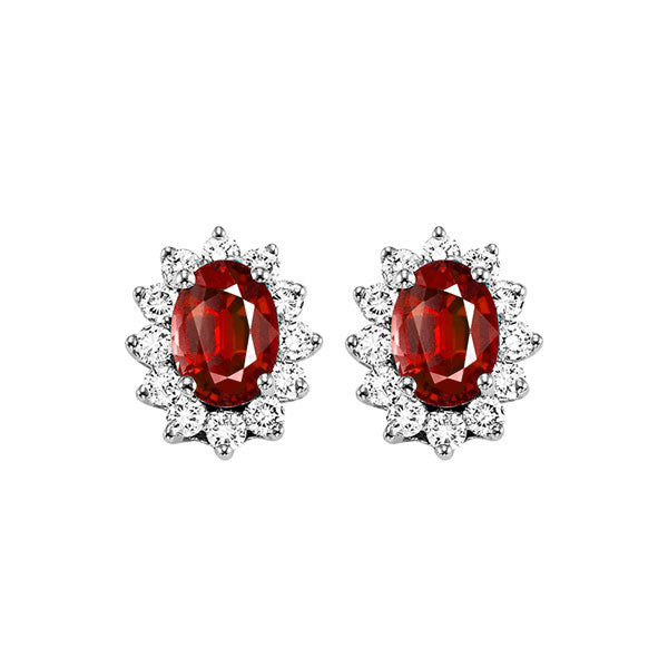 14Kt White Gold Diamond 3/8Ctw & Ruby 1 1/10Ctw Earring