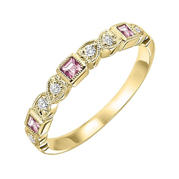 10Kt Yellow Gold Diamond 1/12Ctw & Syn Alexandrite 1/7Ctw Ring
