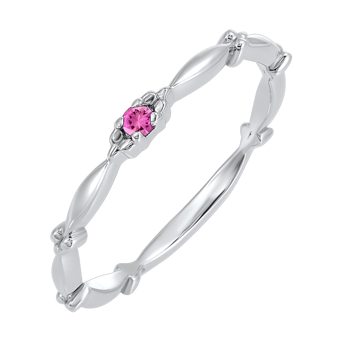 10Kt White Gold Pink Tourmaline 1/20Ctw Ring