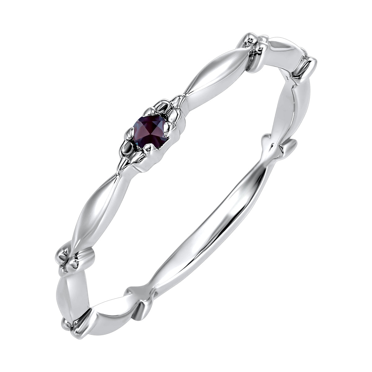 10Kt White Gold Syn Alexandrite 1/20Ctw Ring