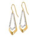 10K Two-Tone gold Diamond-Cut Shepard's HooK Dangle Earrings