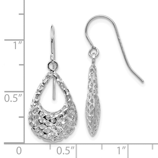 10K Textured Shepherd HooK Dangle Earrings